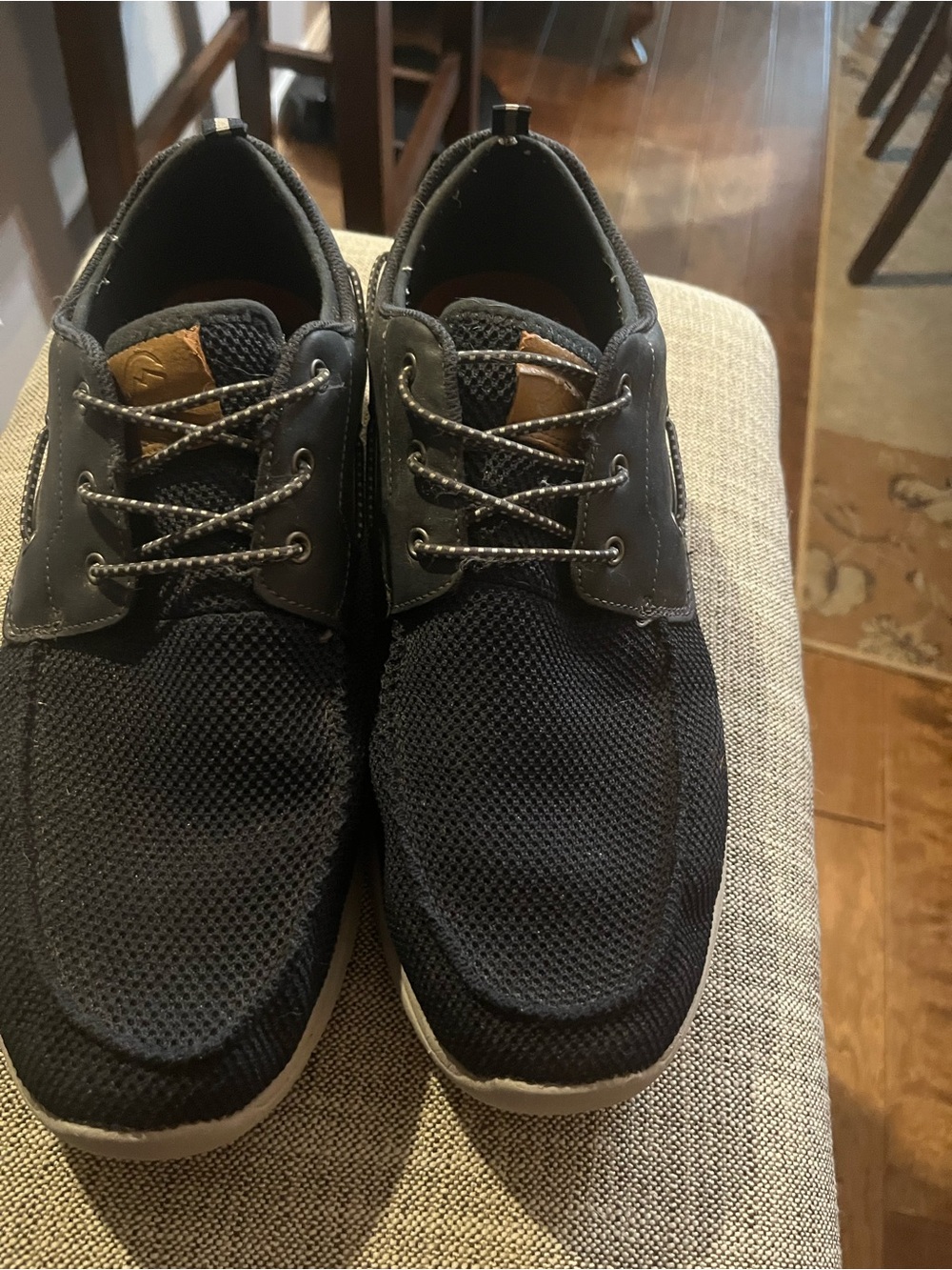 Magellan Outdoors Black Mesh Lace-Up Sneakers with Brown Accent